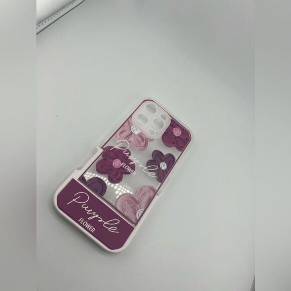 Purple Flower Clear Case with Stand for iPhone 16 Pro Max - Picture 5 of 7